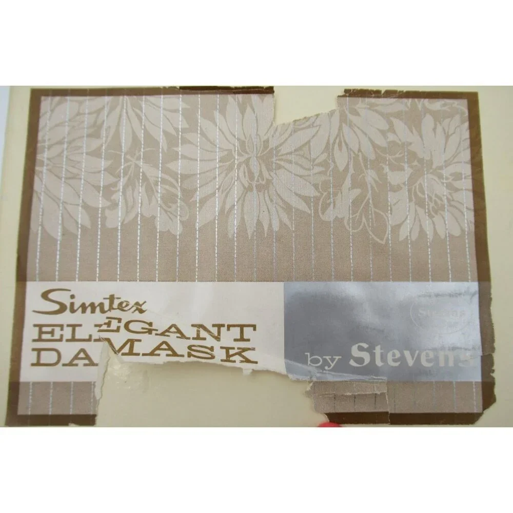 Vintage Simtex Elegant Damask Cloth Napkin Set of 12 (66x108) White Cotton Blend